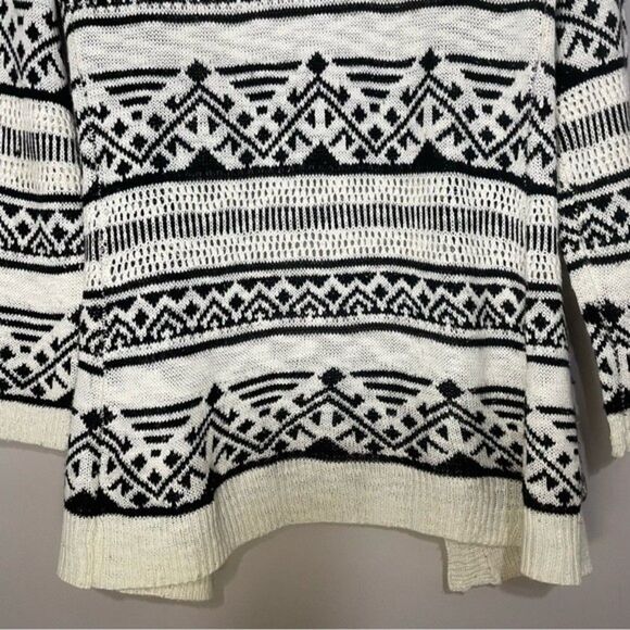Pink Rose M open front cotton blend black white aztec print longline cardigan - Picture 8 of 11